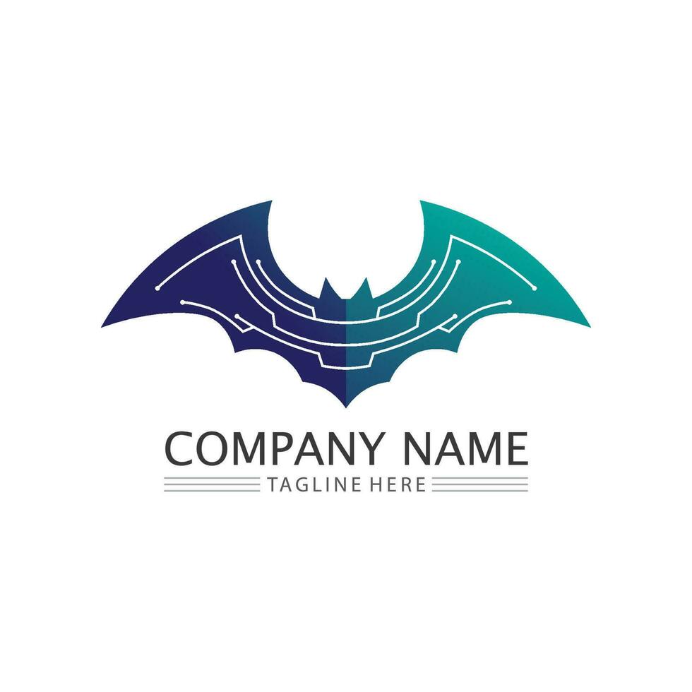 modèle de logo icône vecteur chauve-souris