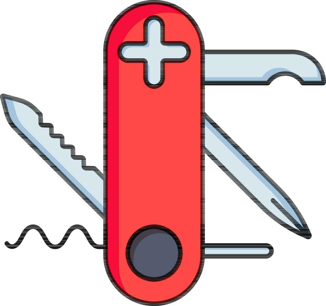 ouvert poche couteau icône dans rouge couleur. vecteur