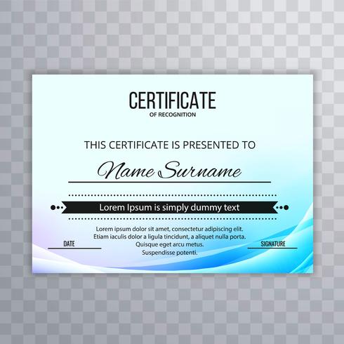 Modèle de certificat Premium récompense la conception de vague colorée de diplôme vecteur
