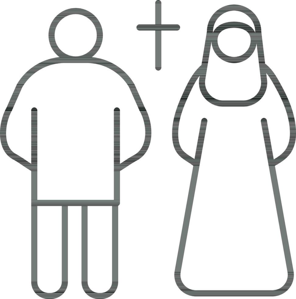 Christian femme et homme icône dans ligne art. vecteur