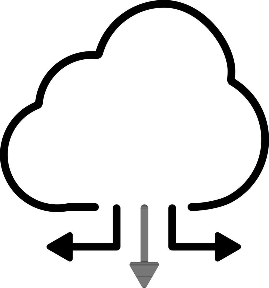 nuage l'informatique icône dans noir mince ligne art. vecteur
