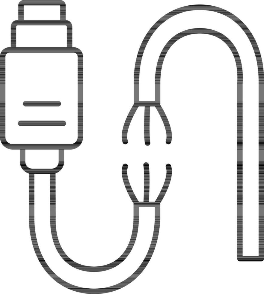 cassé USB câble icône dans ligne art. vecteur