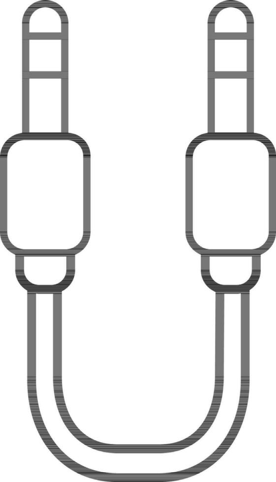 noir ligne art illustration de deux côté USB câble icône. vecteur