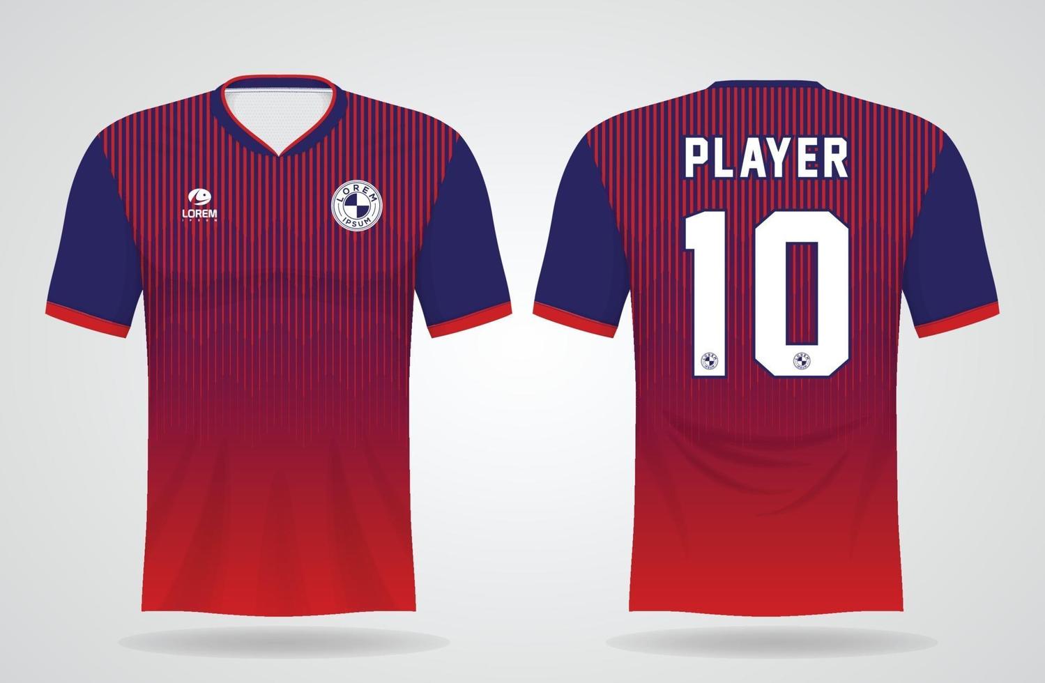 modèle de maillot de sport bleu rouge pour les uniformes d'équipe et la conception de t-shirt de football vecteur