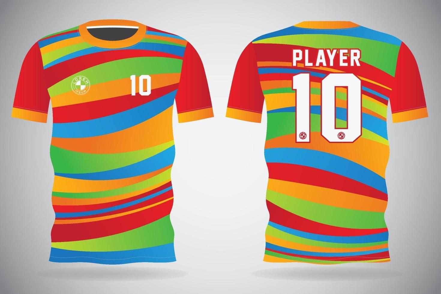 modèle de maillot de sport coloré pour les uniformes d'équipe et la conception de t-shirt de football vecteur