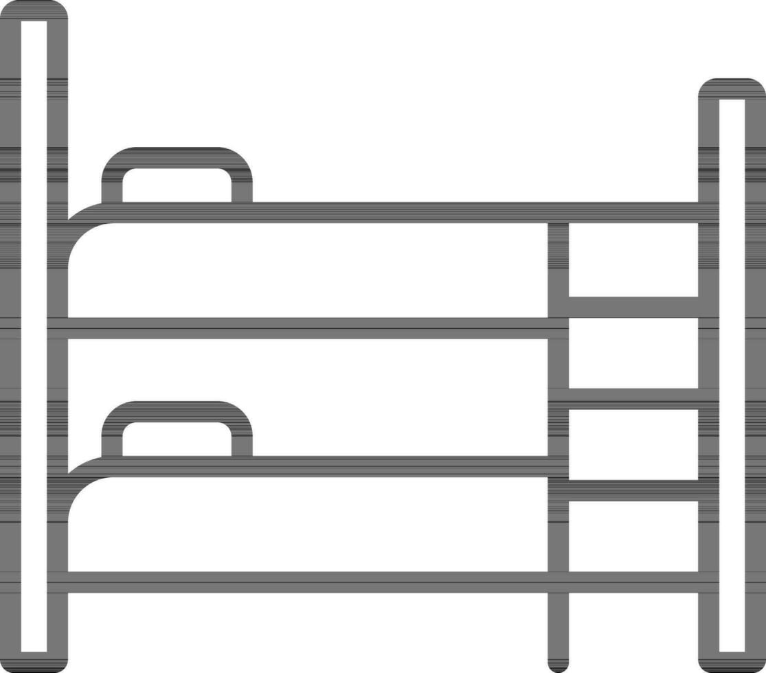 double plate-forme lit icône dans mince ligne art. vecteur