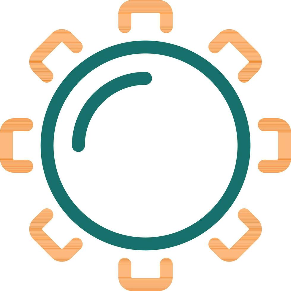 réglage ou roue dentée icône dans vert et Orange ligne art. vecteur