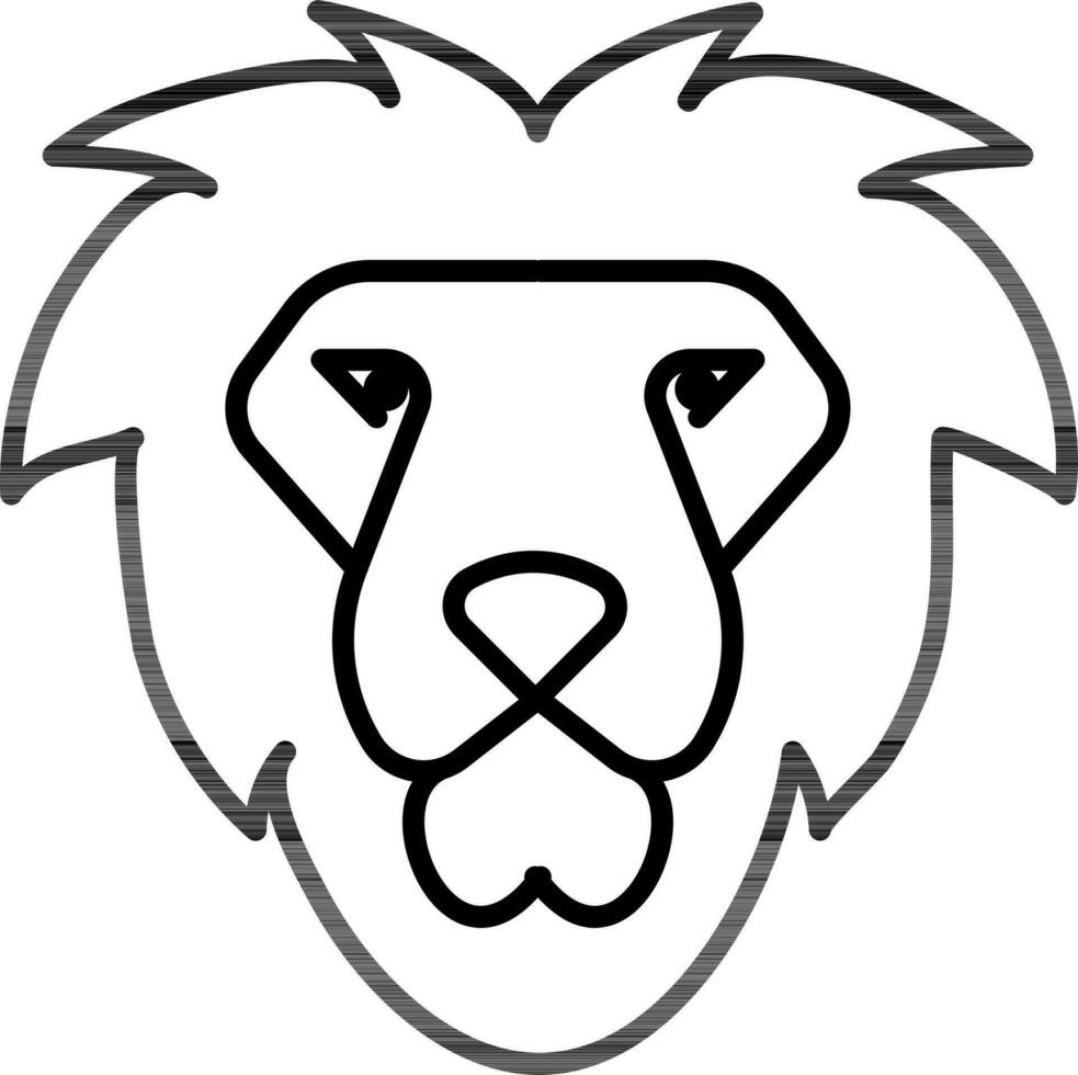 noir contour Lion visage icône sur blanc Contexte. vecteur