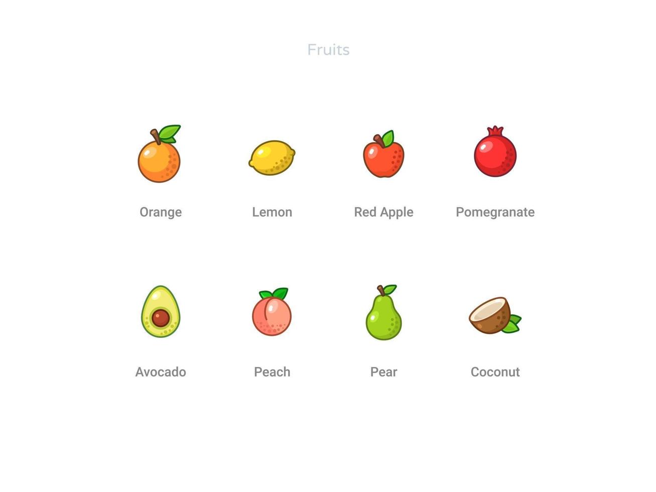 jeu d & # 39; icônes de fruits vecteur