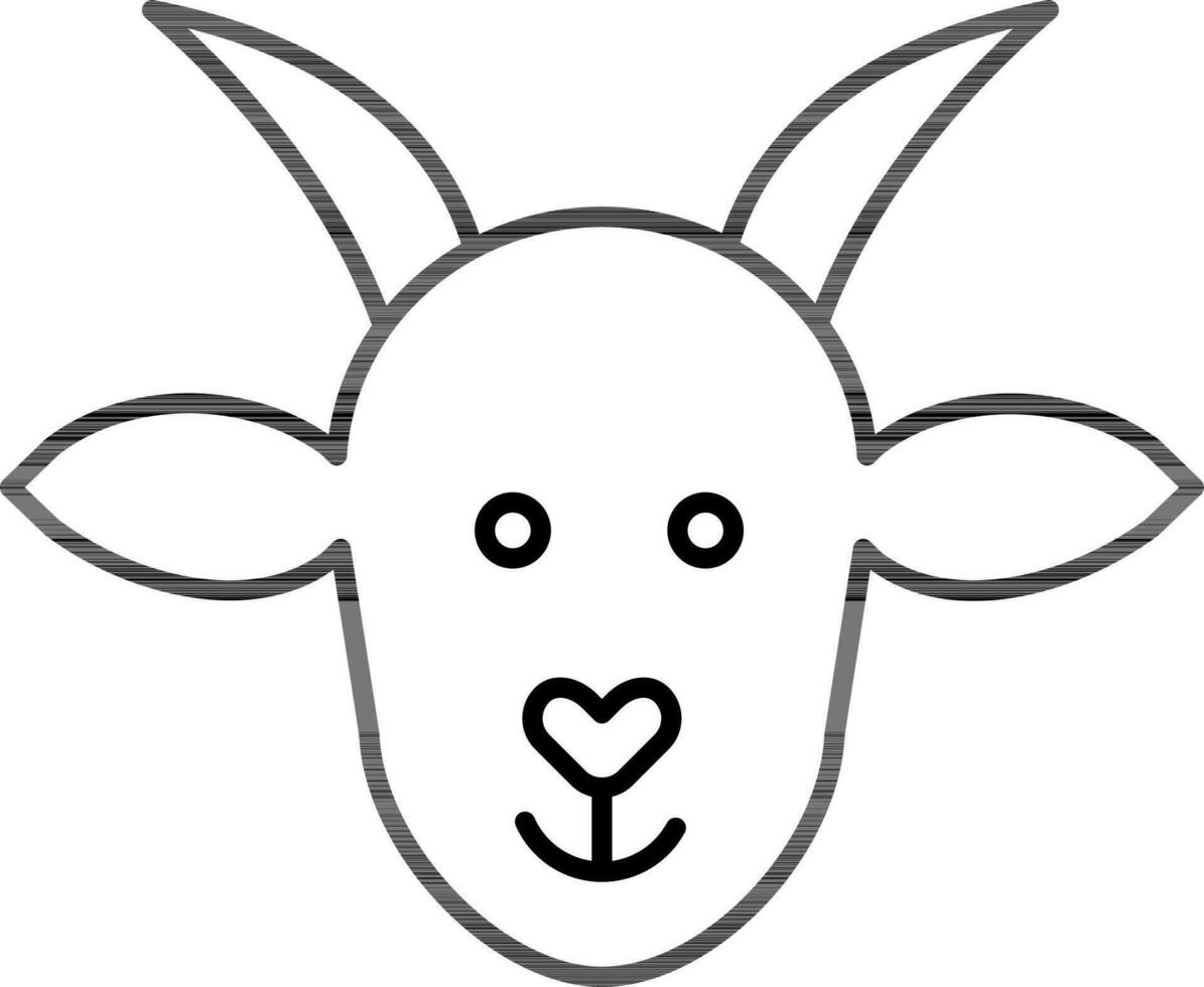 dessin animé chèvre visage icône dans noir ligne art. vecteur
