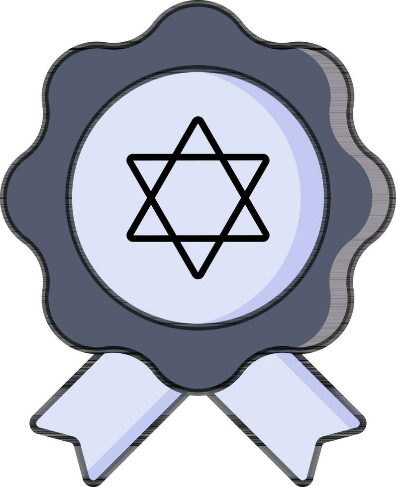 étoile de David symbole sur badge icône. vecteur