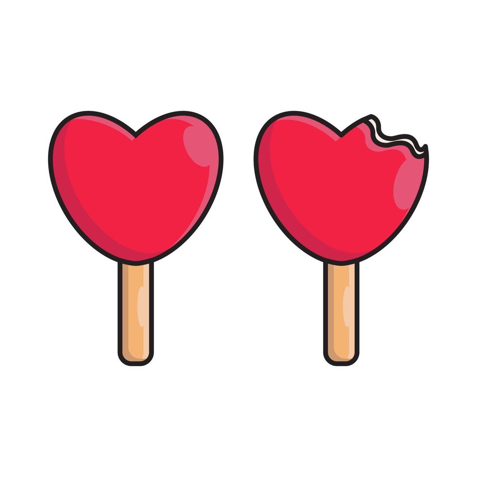 illustration rouge en forme de coeur popsicle vecteur