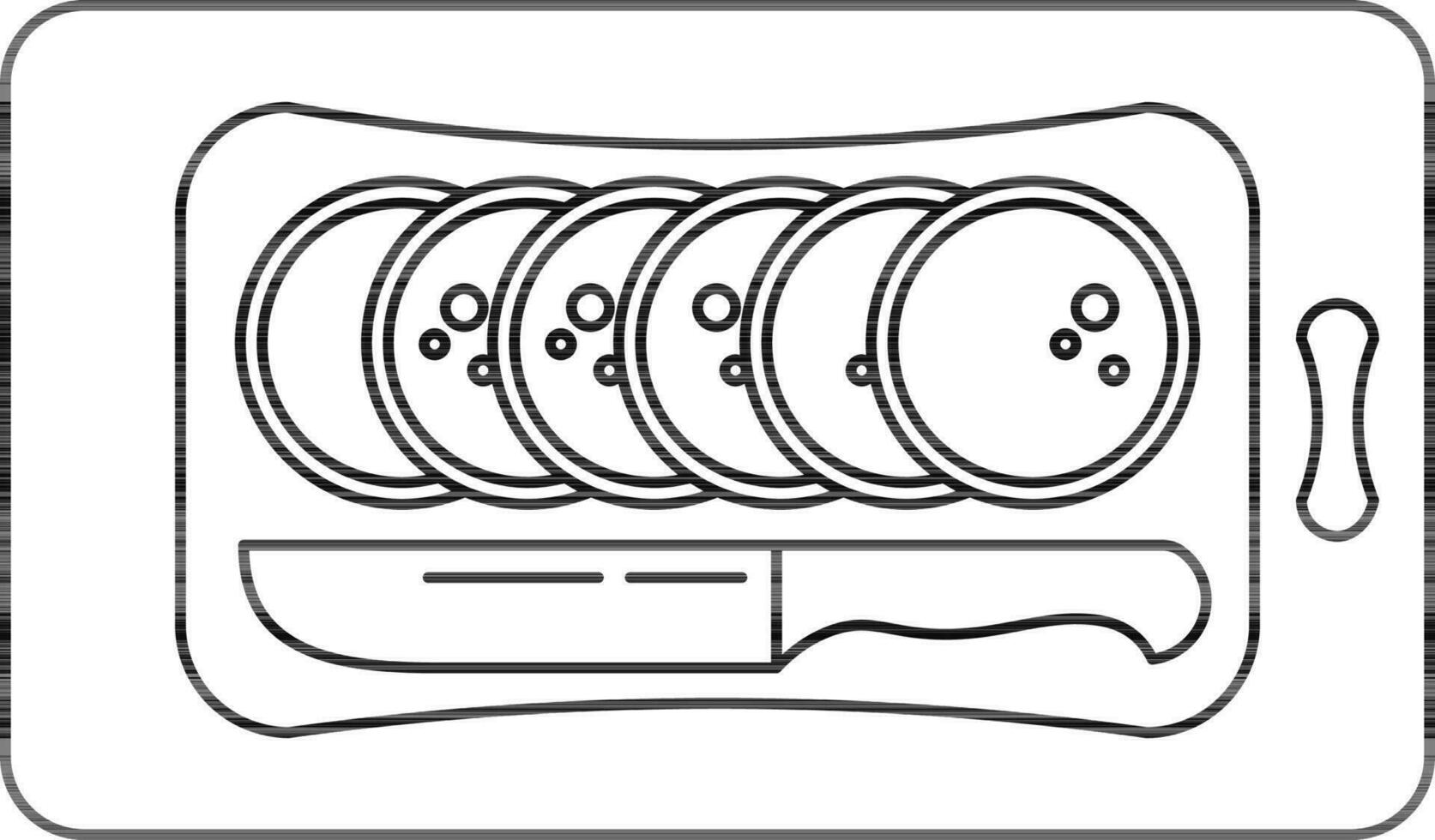 noir ligne art salade et couteau sur Coupe planche. vecteur