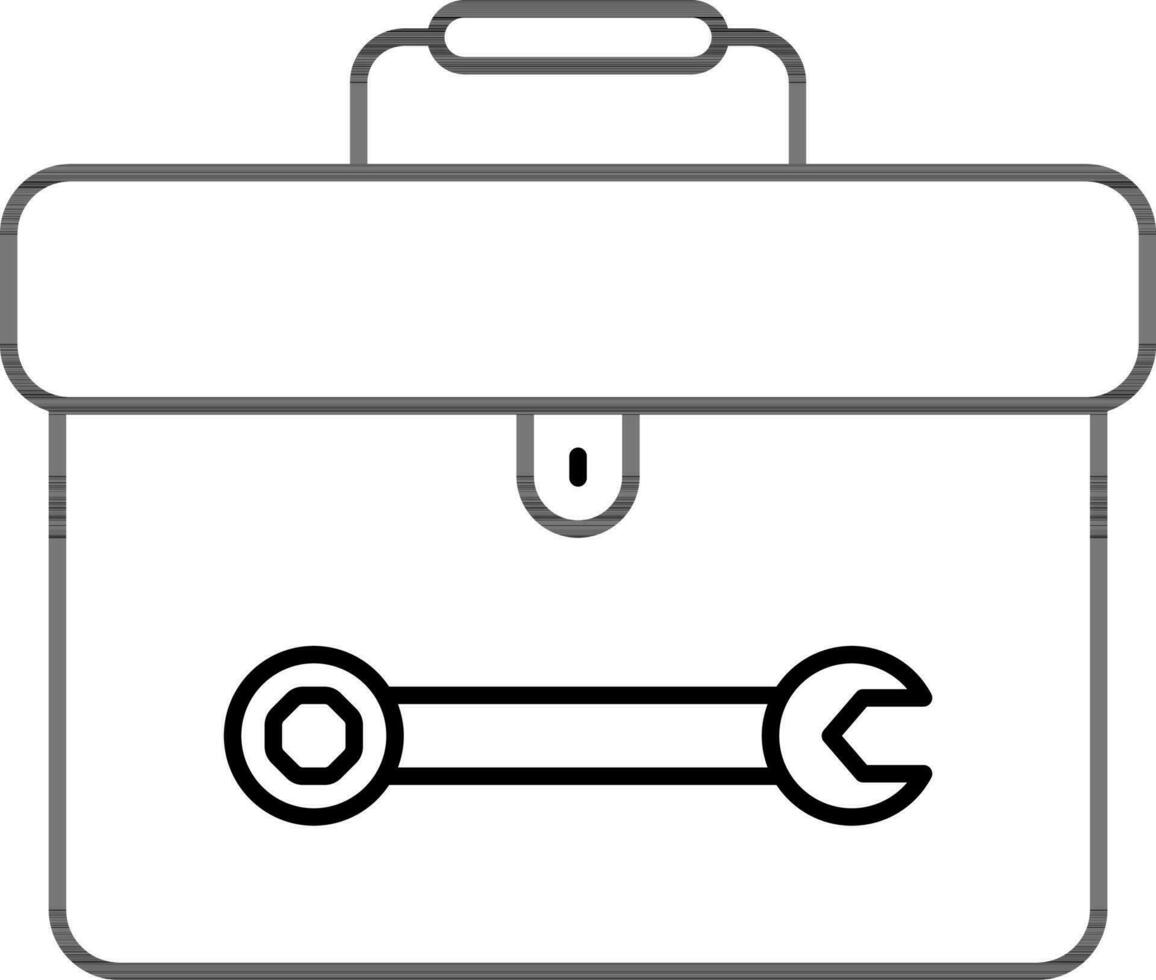 clé outil boîte icône dans mince ligne art. vecteur