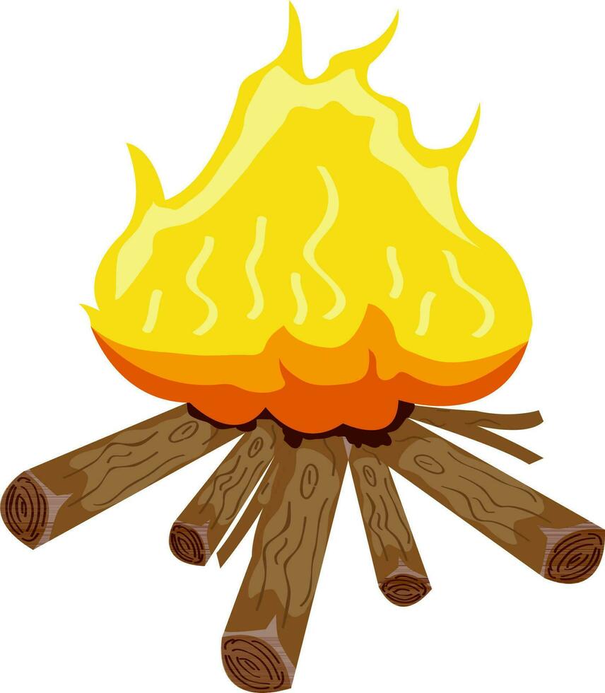 feu brûlant sur bois de chauffage. vecteur