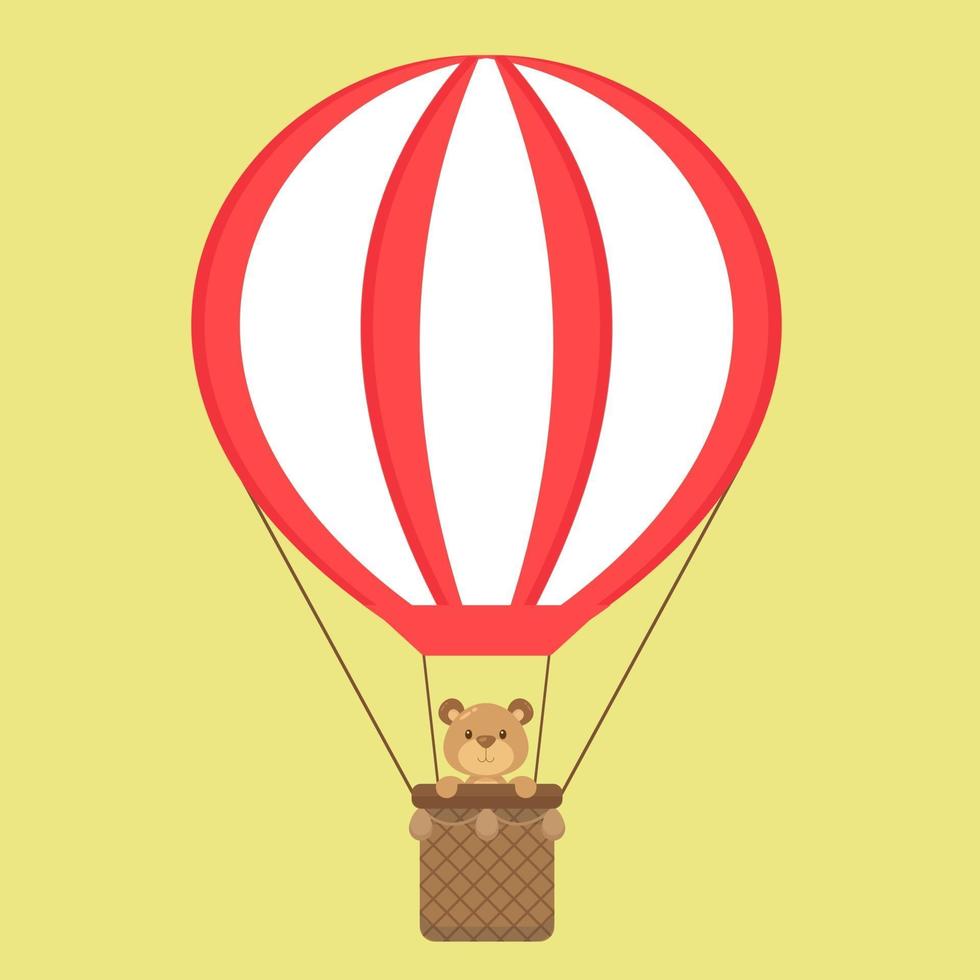 ours mignon monté sur un ballon à air chaud vecteur