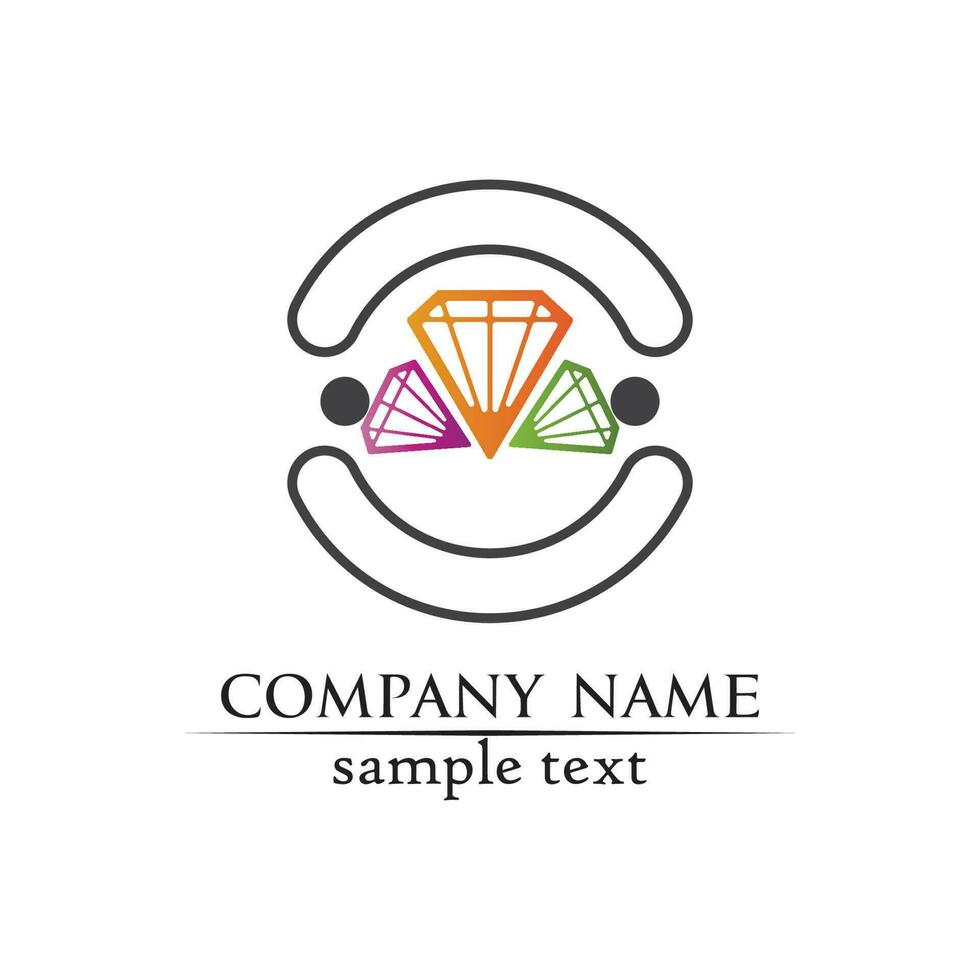 symbole de modèle de logo vectoriel design diamant et bijou