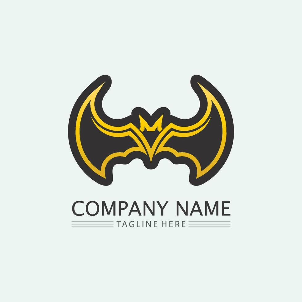 chauve souris logo animal et vecteur, ailes, noir, halloween, vampire, gothique, illustration, conception icône chauve-souris vecteur