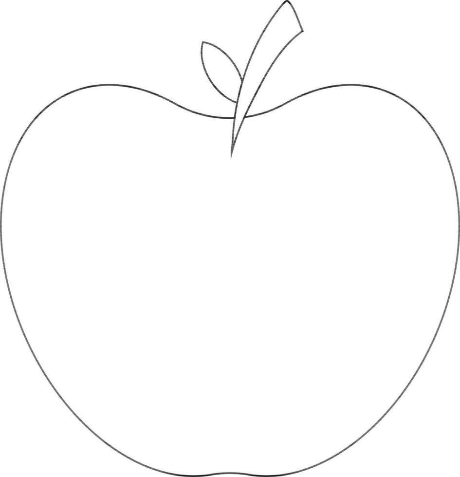Pomme avec feuille dans noir ligne art illustration. vecteur