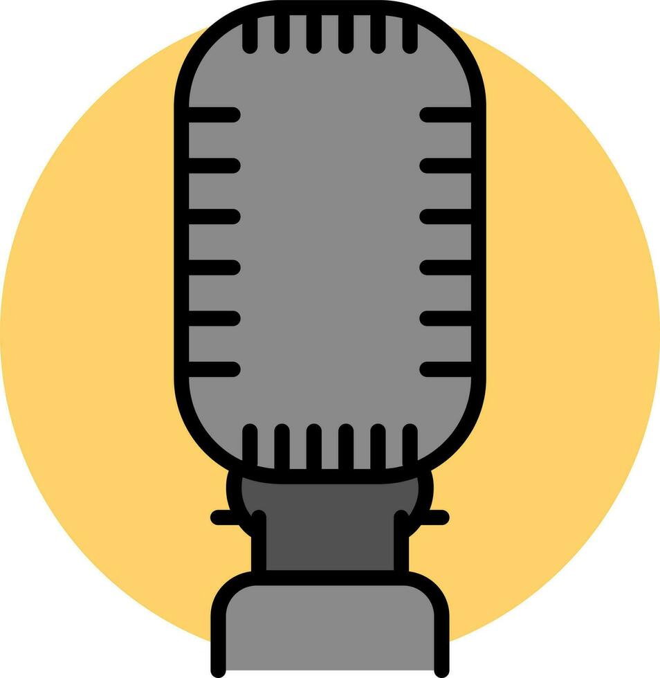 gris microphone icône sur Jaune rond Contexte. vecteur