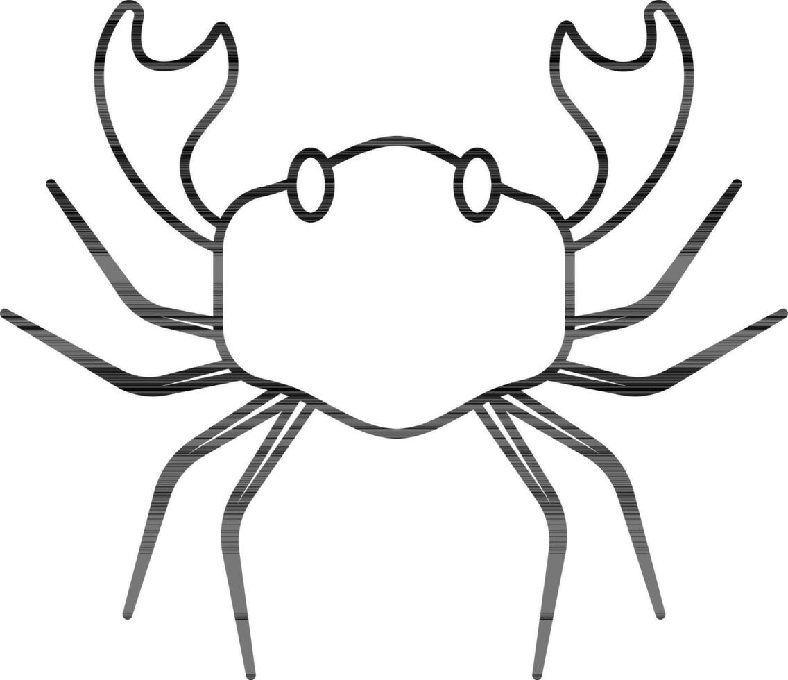 mince ligne art Crabe icône sur blanc Contexte. vecteur