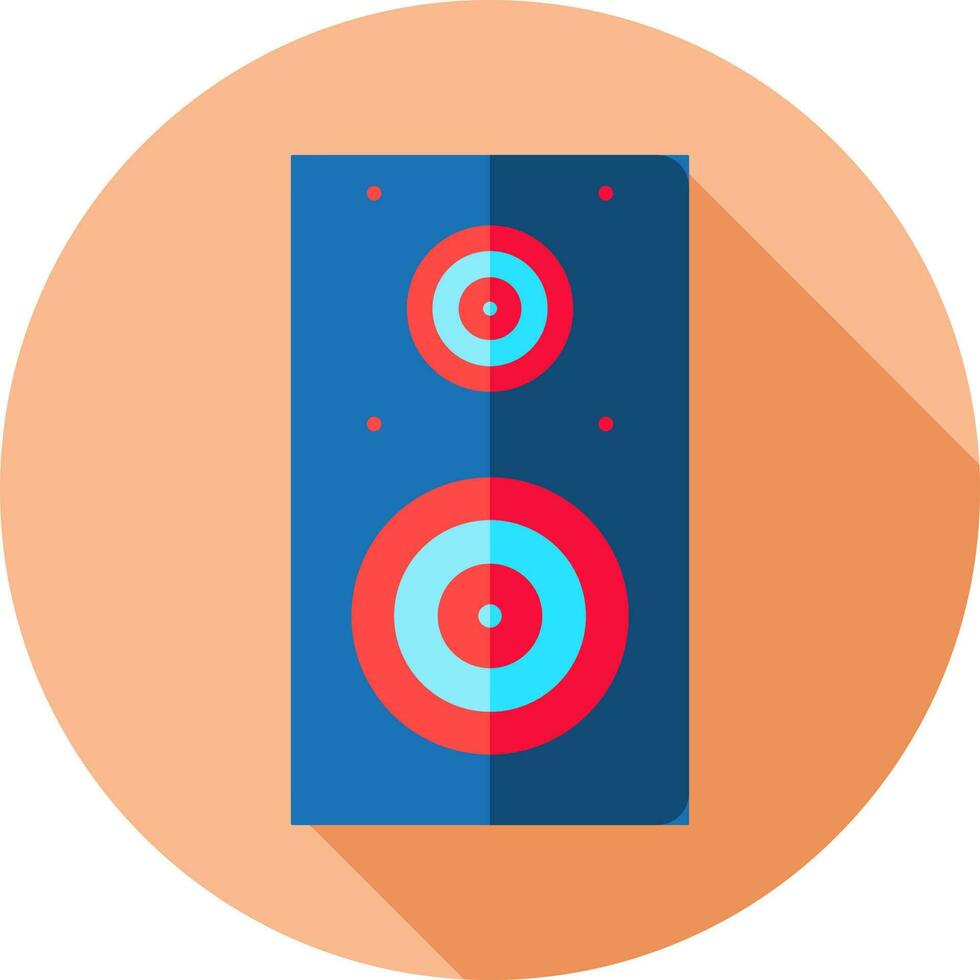 bleu et rouge orateur icône sur Orange cercle Contexte. vecteur
