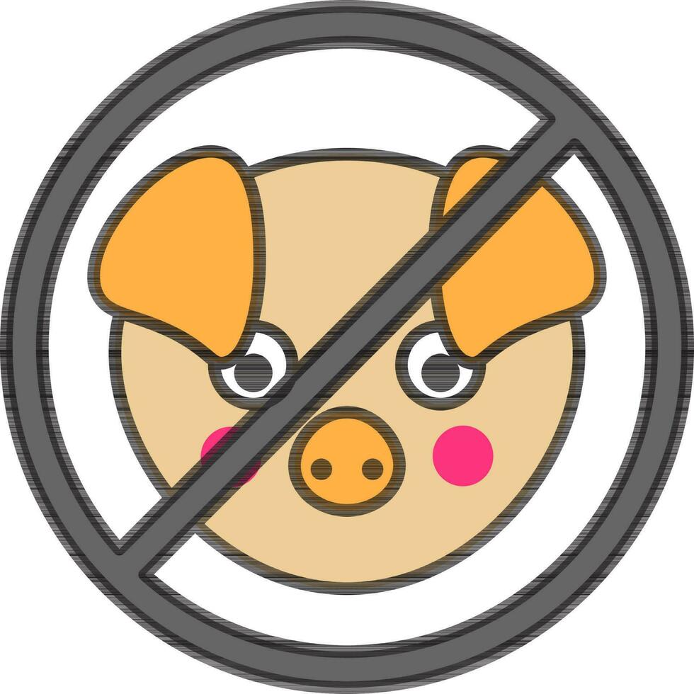 plat style porc interdire icône ou symbole. vecteur
