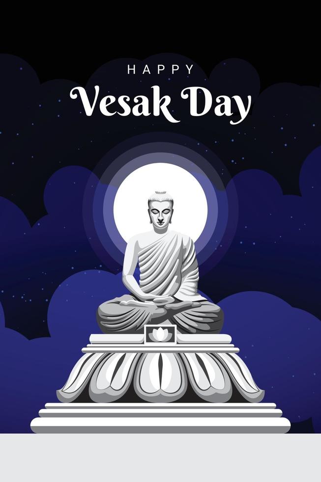 illustration du jour du vesak méditant bouddha gautam vecteur