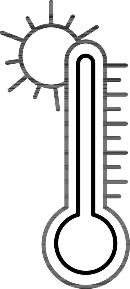 ligne art Soleil avec thermomètre icône dans plat style. vecteur