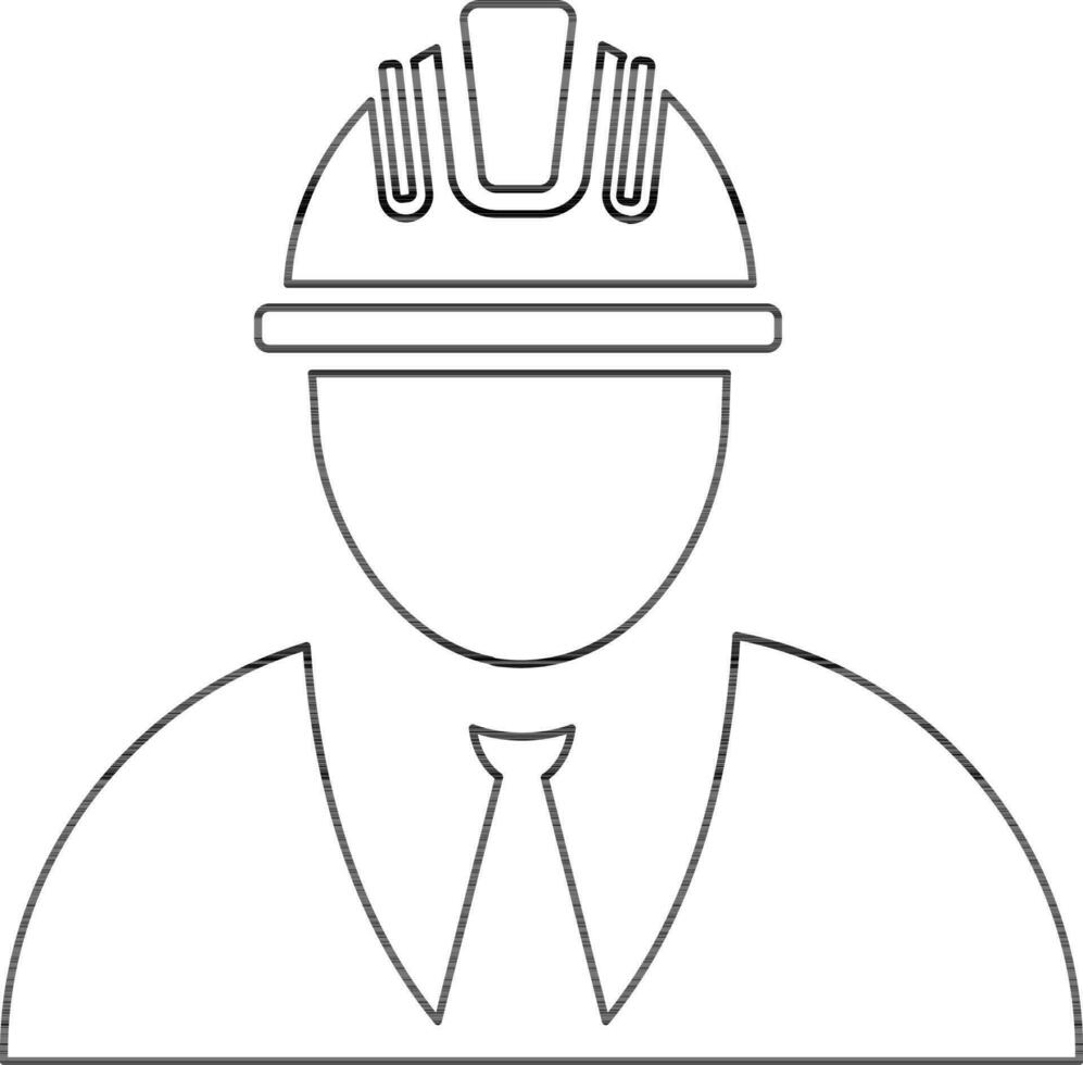 personnage de sans visage homme portant ingénieur casquette dans noir ligne art. vecteur