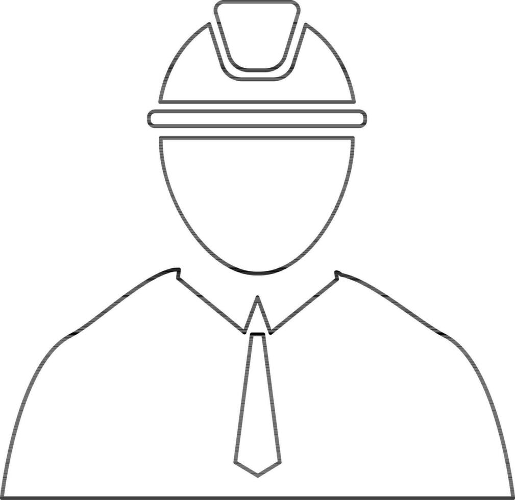 personnage de sans visage homme portant ingénieur casquette dans noir ligne art. vecteur