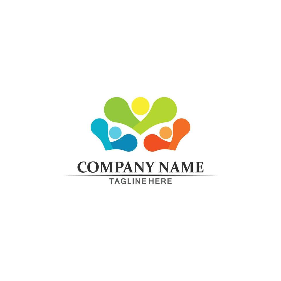 logo de personnes, équipe, succès, travail de personnes, groupe et communauté, vecteur de logo d'entreprise et d'entreprise et soins de conception, icône de la famille logo de réussite