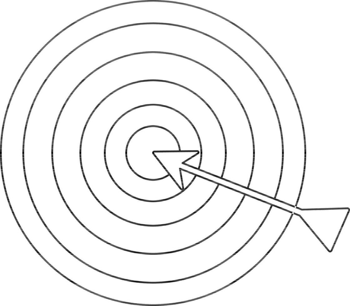 noir ligne art cible La Flèche avec œil de boeuf. vecteur
