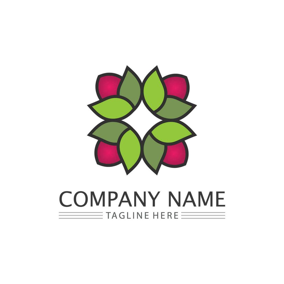 ensemble de fleurs logo vectoriel et design pour entreprise design jardin icône nature et beauté fleur