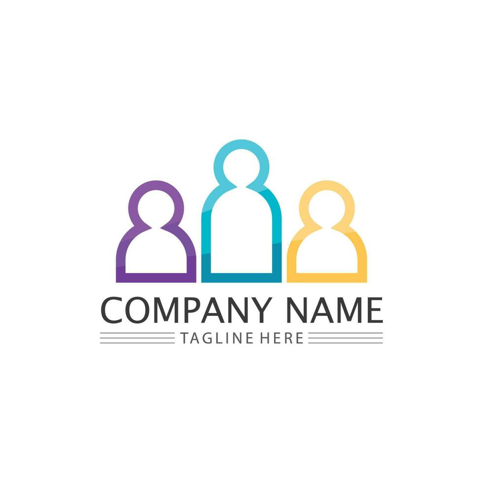 logo de personnes, équipe, succès, travail de personnes, groupe et communauté, vecteur de logo d'entreprise et d'entreprise et soins de conception, icône de la famille logo de réussite