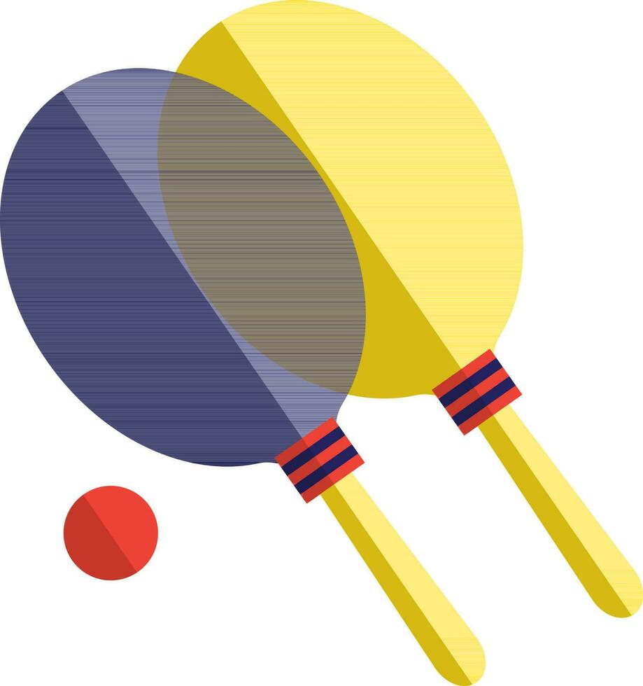Jaune et bleu tennis raquettes avec Orange balle. vecteur