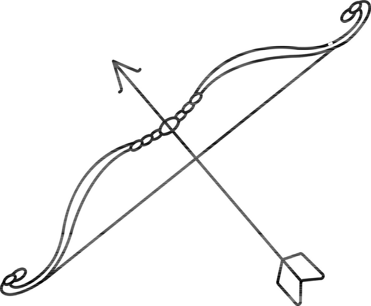 arc et La Flèche icône dans accident vasculaire cérébral style pour jeu concept. vecteur