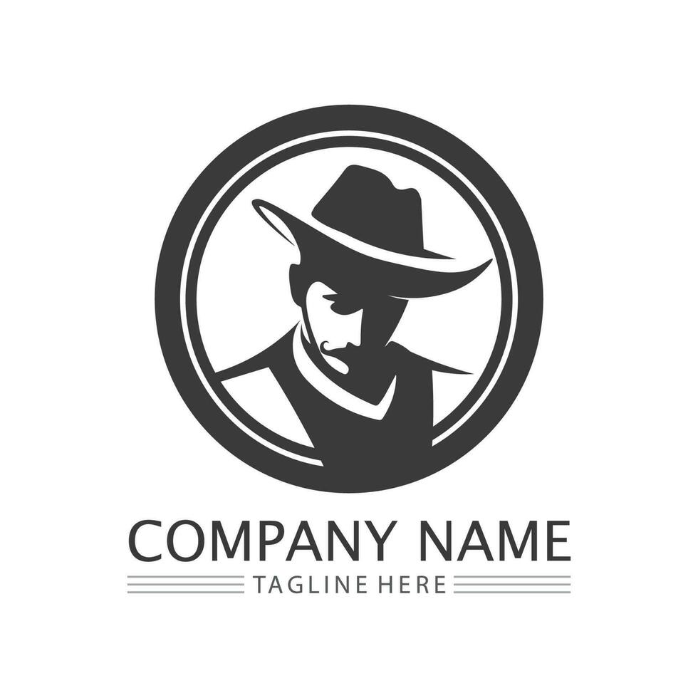 modèle de conception de vecteur icône logo chapeau de cowboy