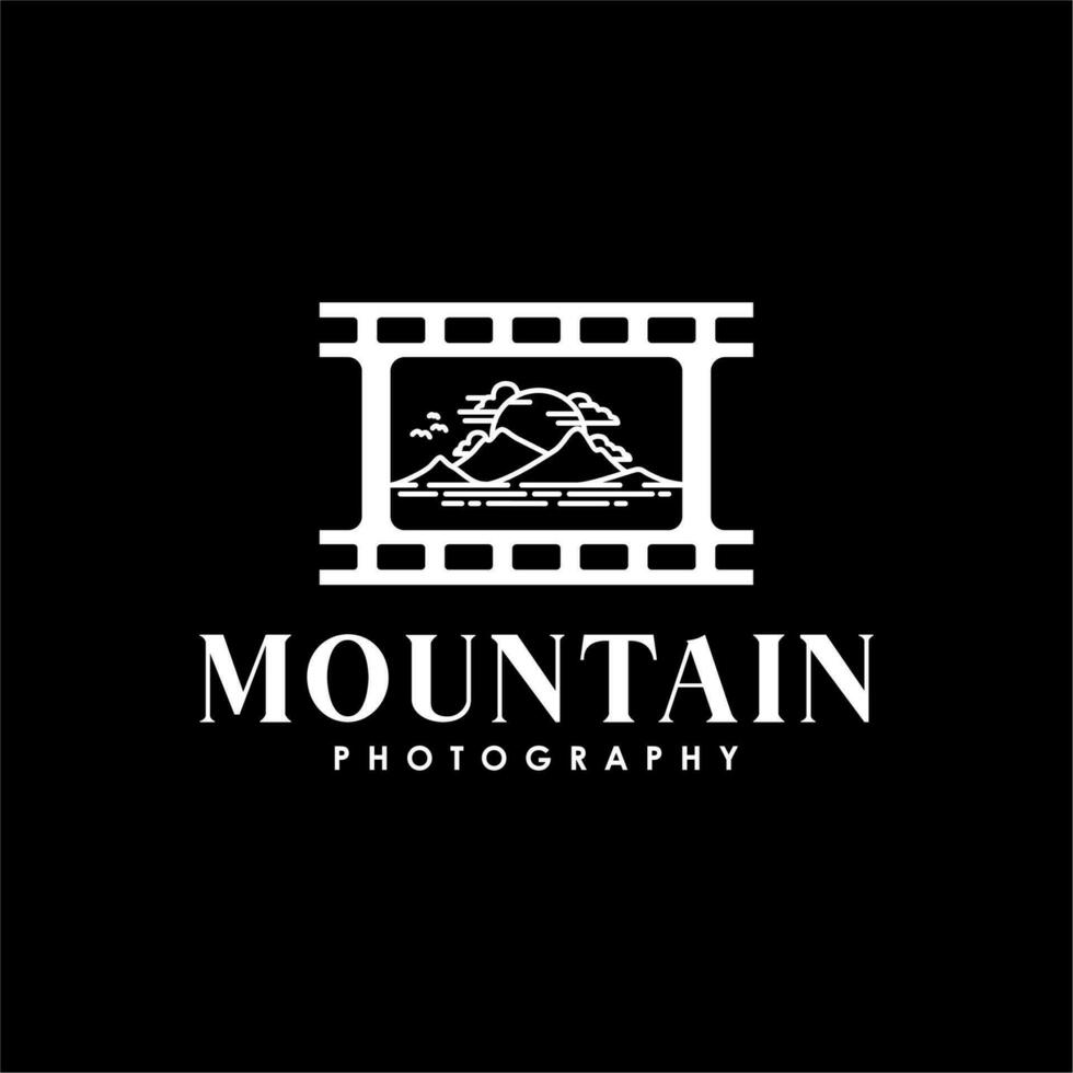 Montagne documentaire logo vecteur conception, film bande Montagne logo vecteur conception illustration