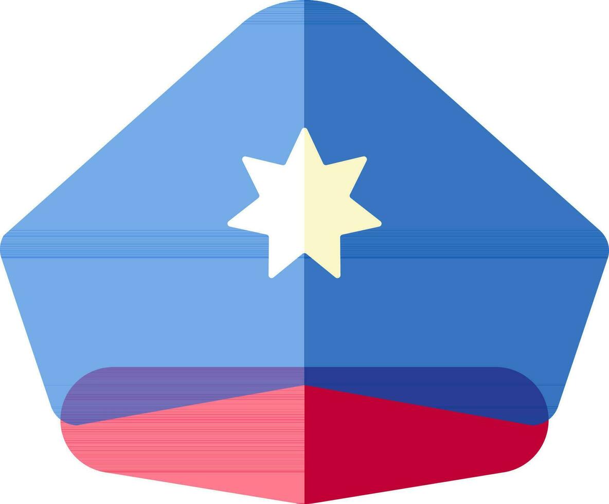 blanc étoile sur officier casquette icône dans rouge et bleu couleur. vecteur