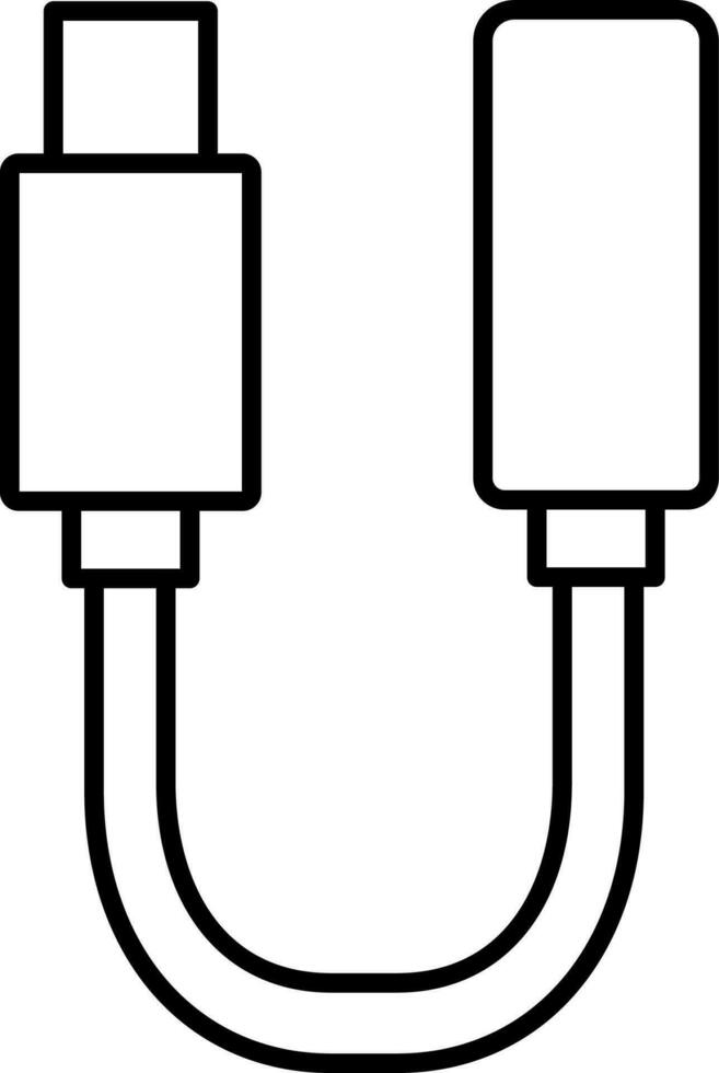 Puissance banque connecté USB câble icône dans ligne art. vecteur