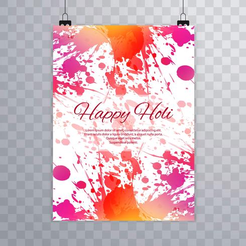 Happy holi festival vecteur de design coloré brochure holi