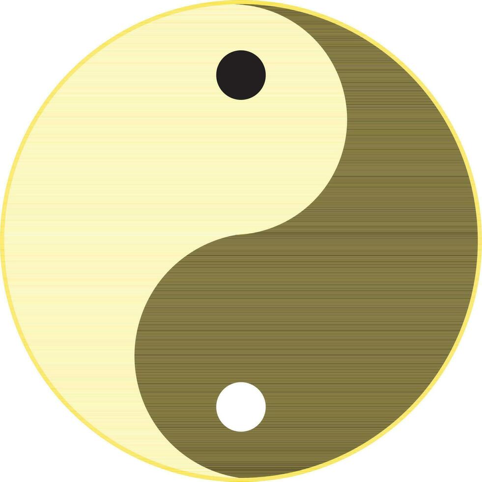 yin et Yang icône avec Jaune frontière. vecteur