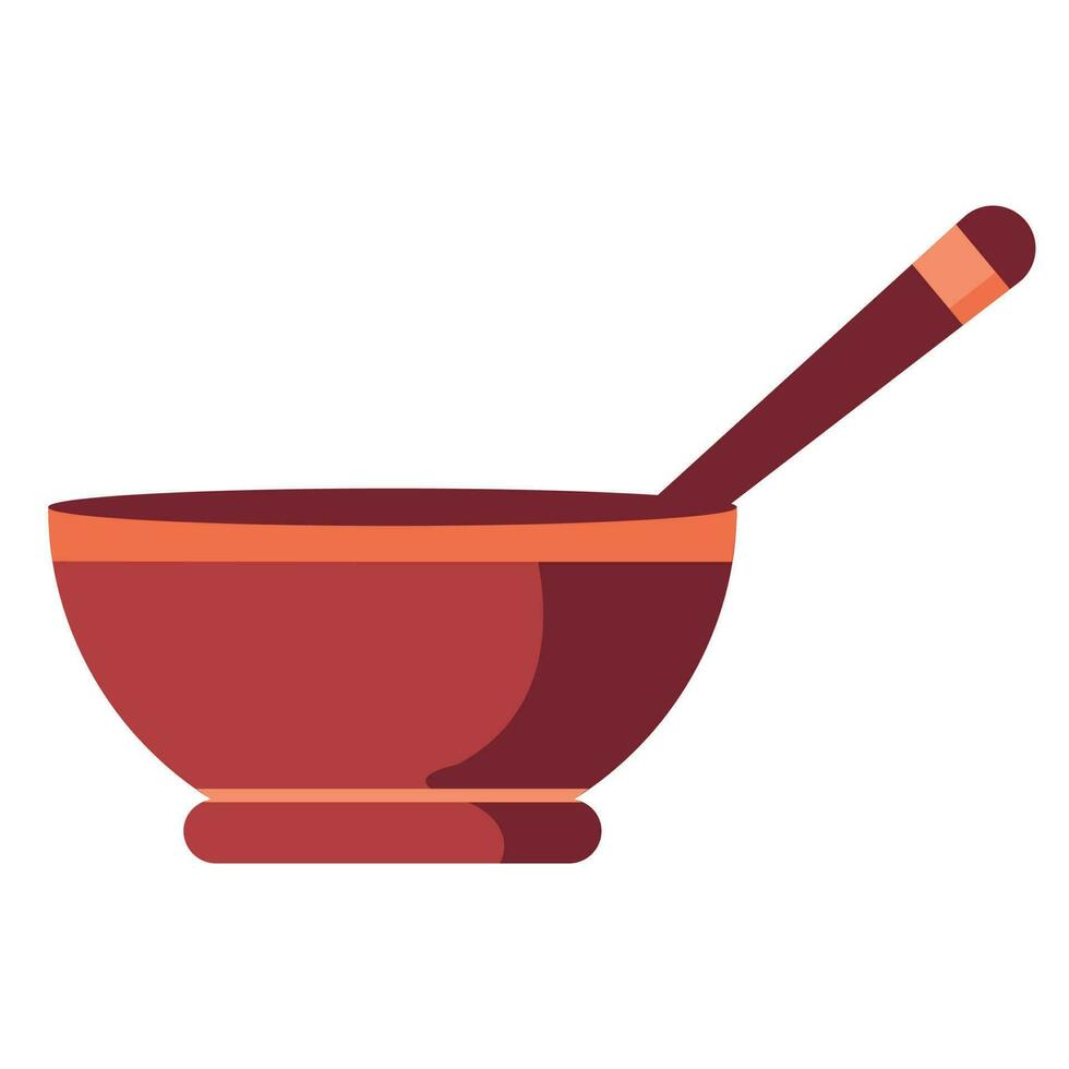 illustration de bol avec cuillère dans marron couleur. vecteur