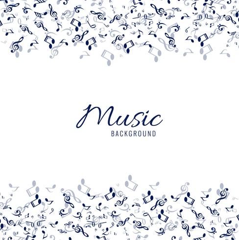 Fond musical blanc avec des notes bleues vecteur