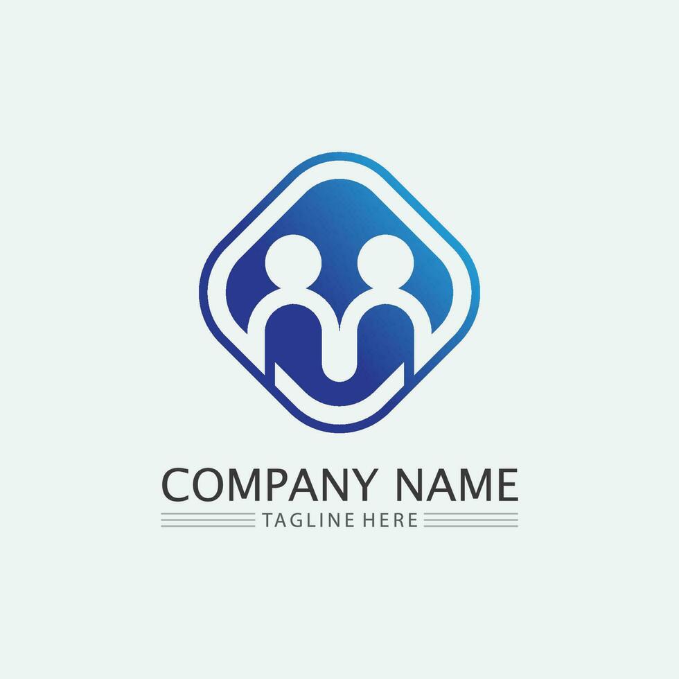 logo de personnes, équipe, succès, travail de personnes, groupe et communauté, vecteur de logo d'entreprise et d'entreprise et soins de conception, icône de la famille logo de réussite