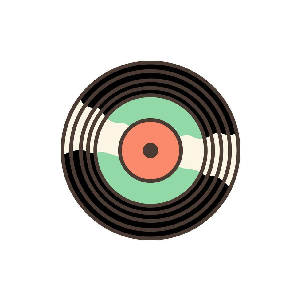 vinyle record icône. illustration dans dessin animé style. Années 70 rétro clipart vecteur conception.