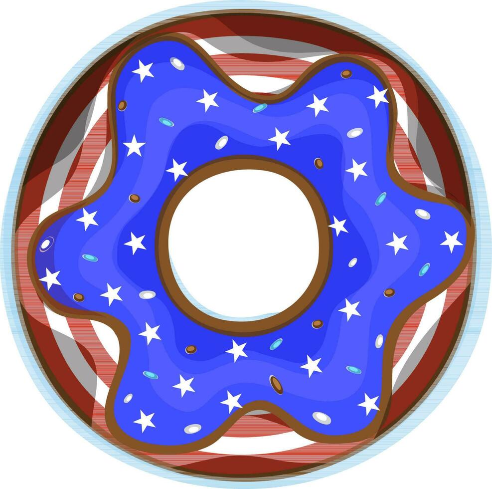 sucré Donut dans américain drapeau couleurs. vecteur