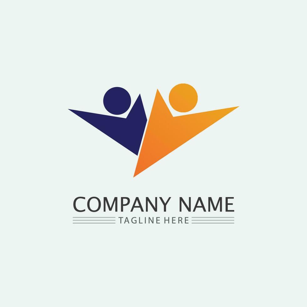 logo de personnes, équipe, succès, travail de personnes, groupe et communauté, vecteur de logo d'entreprise et d'entreprise et soins de conception, icône de la famille logo de réussite