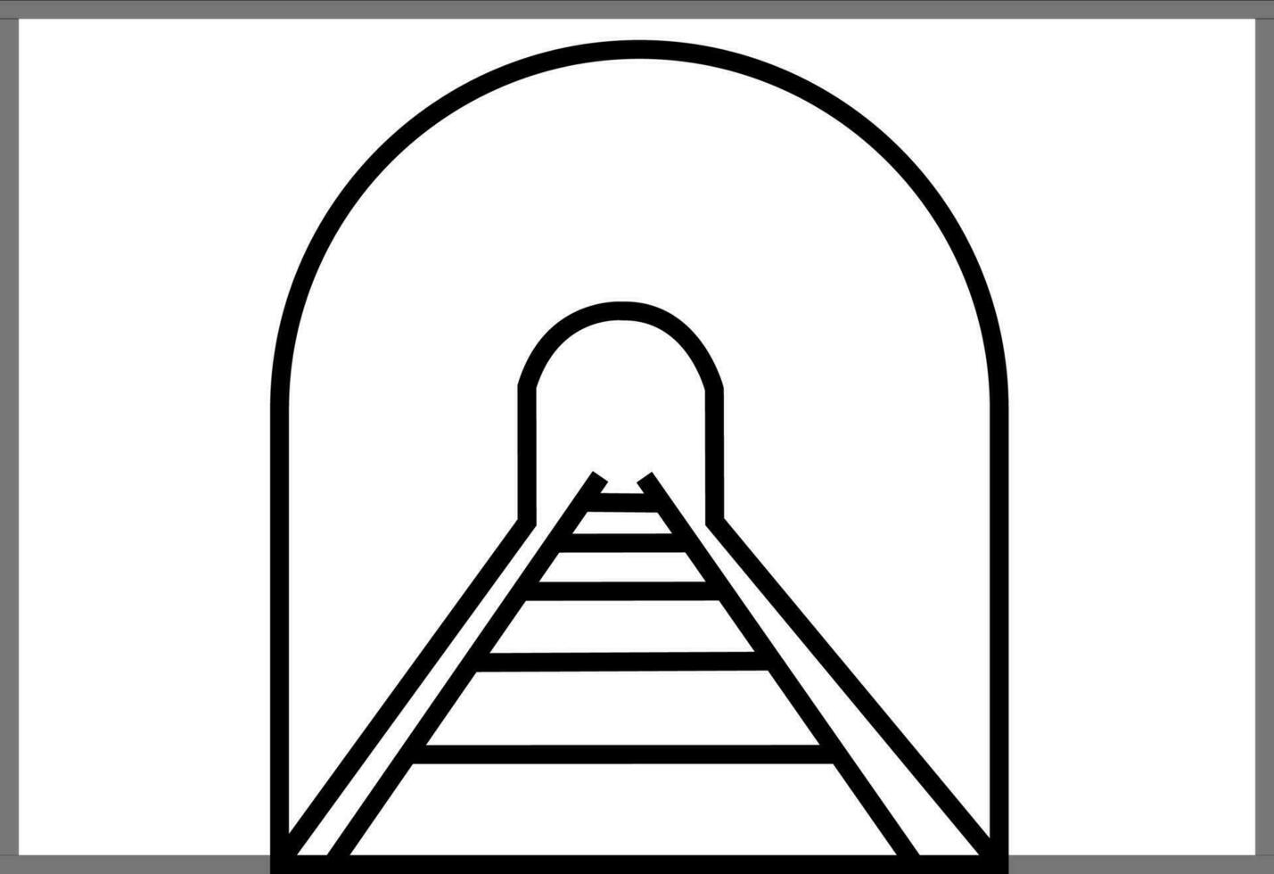 chemin de fer tunnel dans noir et blanc couleur. vecteur
